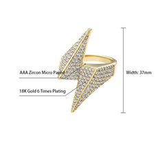 Ice Stone Luxury Gold Iced Out Lightning Ring