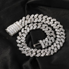 Ice Stone 19mm 3-Row Cuban Necklace Bracelet