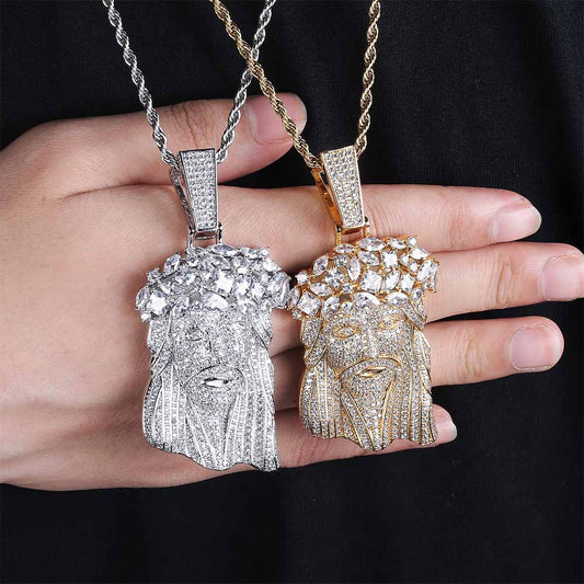 Ice Stone Gold Plated Jesus Pendant Necklace
