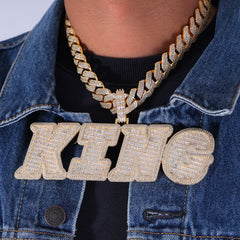 Ice Stone Italic Large Ladder Zircon Letter Necklace