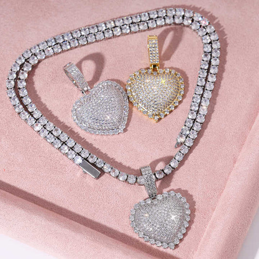 Ice Stone Heart Pendant Jewelry Set Women