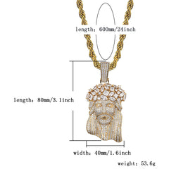Ice Stone Gold Plated Jesus Pendant Necklace