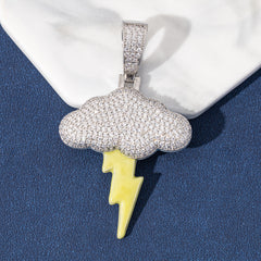 Ice Stone Luminous Lightning Bolt Pendant Necklace