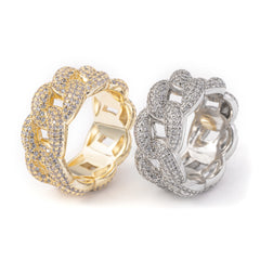 Ice Stone Cuban Link Iced Out Diamond Ring