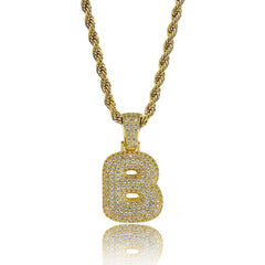 Ice Stone Personalized Bubble Alphabet Initial Necklace Hip Hop