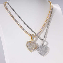 Ice Stone Heart Pendant Jewelry Set Women