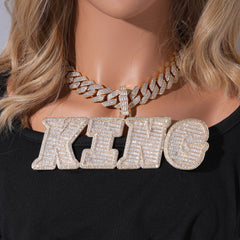 Ice Stone Italic Large Ladder Zircon Letter Necklace