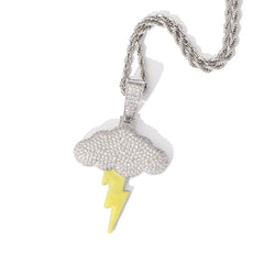 Ice Stone Luminous Lightning Bolt Pendant Necklace