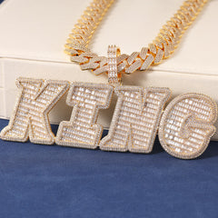 Ice Stone Italic Large Ladder Zircon Letter Necklace