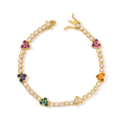 Ice Stone Colorful Heart Shaped Rainbow Tennis Bracelet