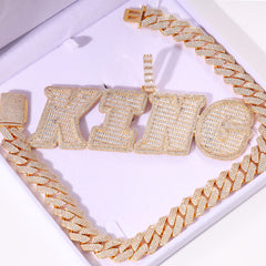 Ice Stone Italic Large Ladder Zircon Letter Necklace