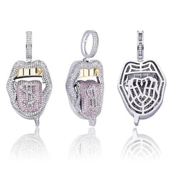Ice Stone Dollar Sign Tongue Lips Pendant Hip Hop