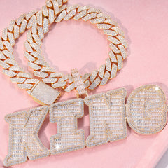 Ice Stone Italic Large Ladder Zircon Letter Necklace