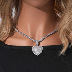 Ice Stone Heart Pendant Jewelry Set Women