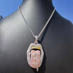 Ice Stone Dollar Sign Tongue Lips Pendant Hip Hop