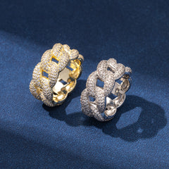 Ice Stone Cuban Link Iced Out Diamond Ring