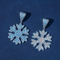 Ice Stone Shiny Snowflake Pendant Necklace Women