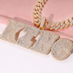 Ice Stone Italic Large Ladder Zircon Letter Necklace