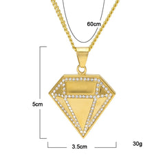 Ice Stone Iced Out Gold Pendant Necklace