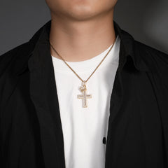 Ice Stone Hip Hop Silver Gold Crown Cross Pendant Necklace