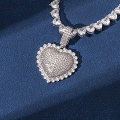 Ice Stone Heart Pendant Jewelry Set Women