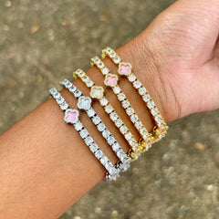 4mm Clover CZ Tennis Chain Colorful Jewelry