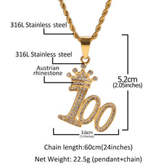 Ice Stone Iced Out Gold Pendant Necklace