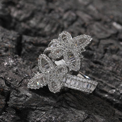 Ice Stone Adjustable Butterfly Iced Out CZ Ring