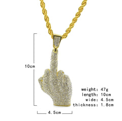Ice Stone Hip Hop Gold Rhinestone Pendant Necklace