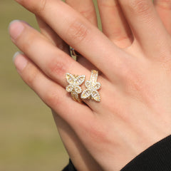 Ice Stone Adjustable Butterfly Iced Out CZ Ring
