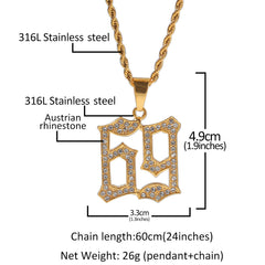 Ice Stone Iced Out Gold Pendant Necklace