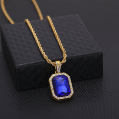 Ice Stone Men’s Gold Iced Out Pendant Necklace