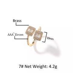 Ice Stone Hip Hop Square Diamond Micro Paved Ring