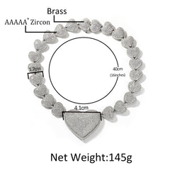 Ice Stone Big Heart Infinity Necklace Women