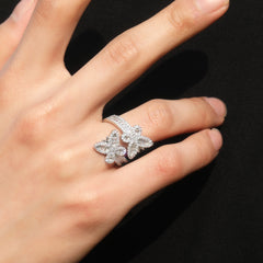 Ice Stone Adjustable Butterfly Iced Out CZ Ring
