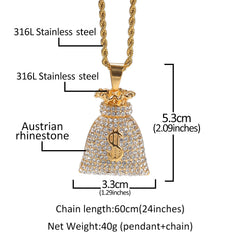 Ice Stone Iced Out Gold Pendant Necklace