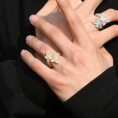 Ice Stone Adjustable Butterfly Iced Out CZ Ring