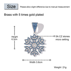 Ice Stone Shiny Snowflake Pendant Necklace Women