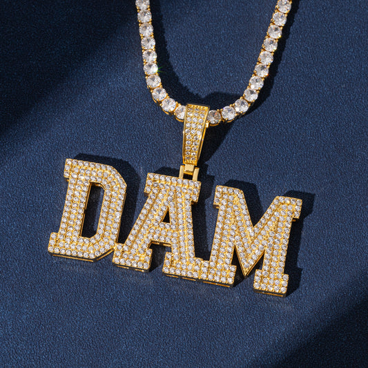 Ice Stone Double Layer Baguette Name Necklace