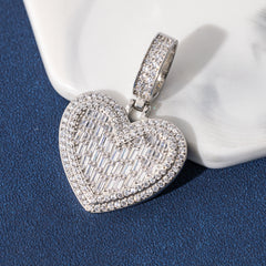 Ice Stone Iced Out Baguette Heart Pendant
