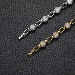 Ice Stone Iced Out Beaded Bracelet 18K Gold Plated