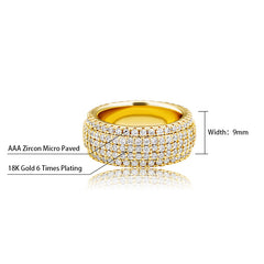 Ice Stone Gold Zircon Full Setting Hip Hop Ring