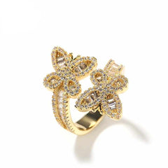 Ice Stone Adjustable Butterfly Iced Out CZ Ring