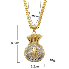Ice Stone Iced Out Gold Pendant Necklace