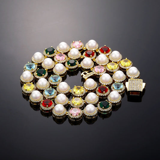 Ice Stone 10mm Multicolor Iced Out Necklace