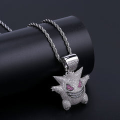 Ice Stone Hip Hop Gengar Gold Silver Pendant Necklace