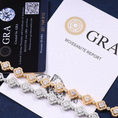 Ice Stone Four Leaf VVS Moissanite Silver Bracelet