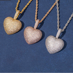 Ice Stone Multicolor Iced Out Heart Pendant