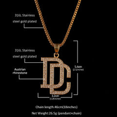 Ice Stone Iced Out Gold Pendant Necklace