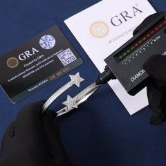 Ice Stone Baguette VVS Moissanite Star Silver Bangle